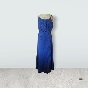 - Signature By Robbie Bee Women Dress Bleu White  Size 10 Polka Dot Maxi